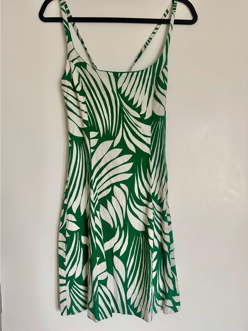 H&M | Green & White Tropical Print Strappy Dress